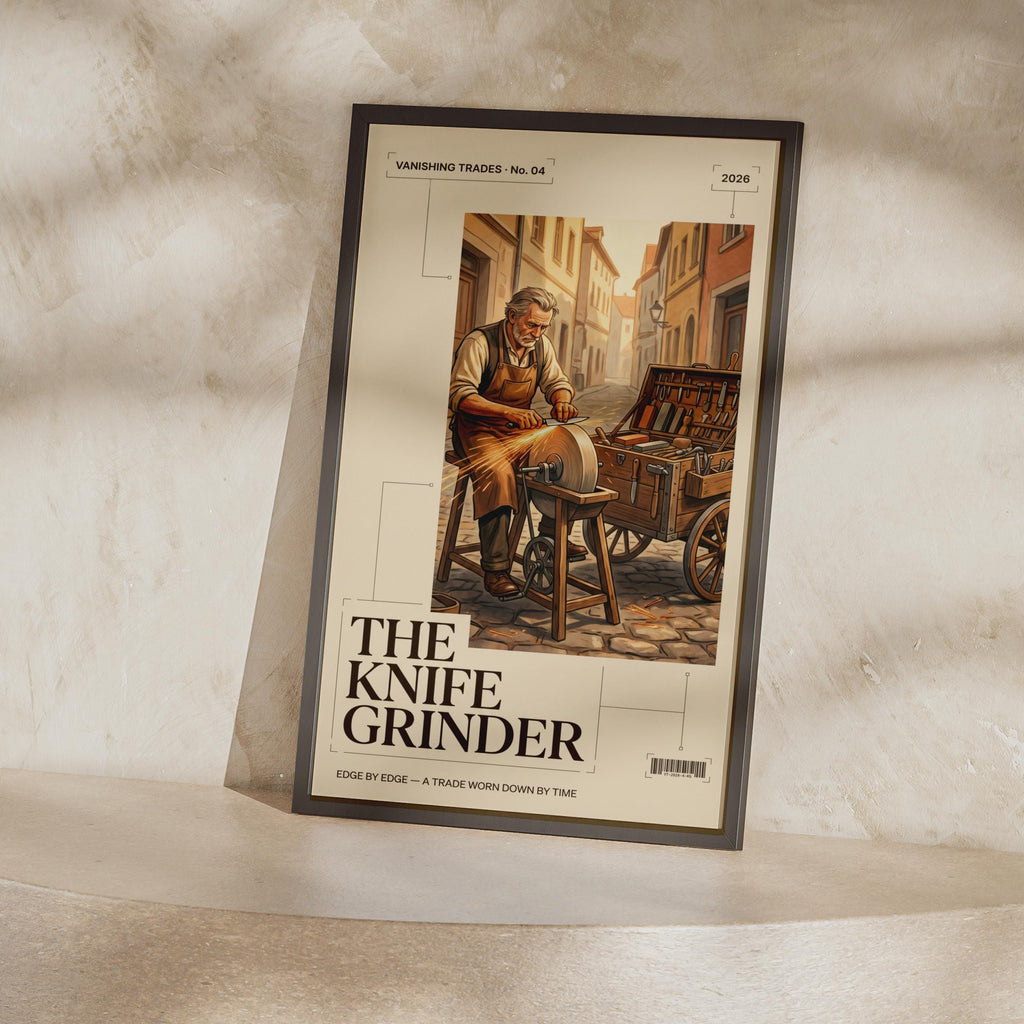 Knife Grinder Vintage Trades Poster, Vanishing Trades Wall Art, Old Craftsman Print