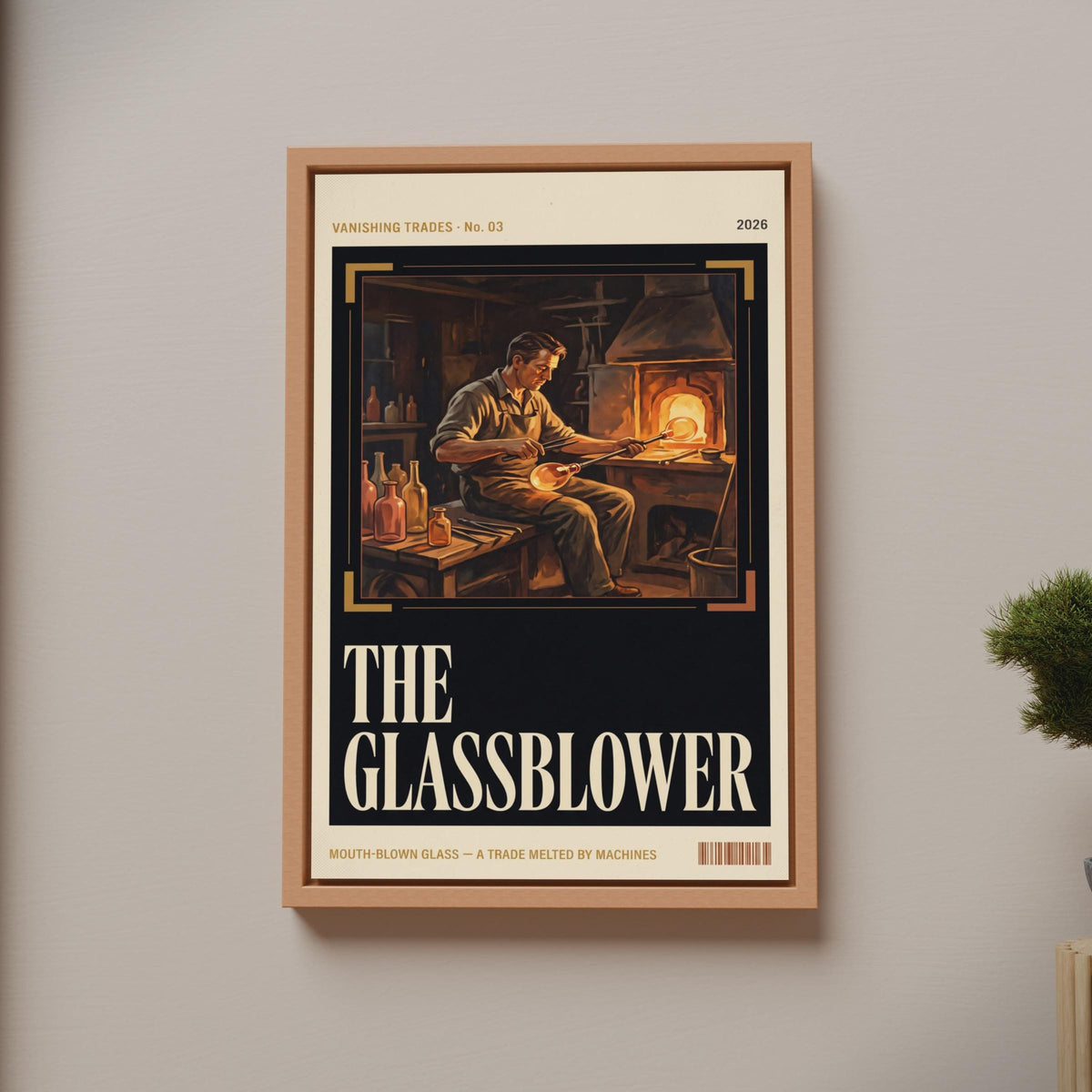 Glassblower Vintage Trades Poster, Retro Craft Wall Art, Vanishing Trades Print