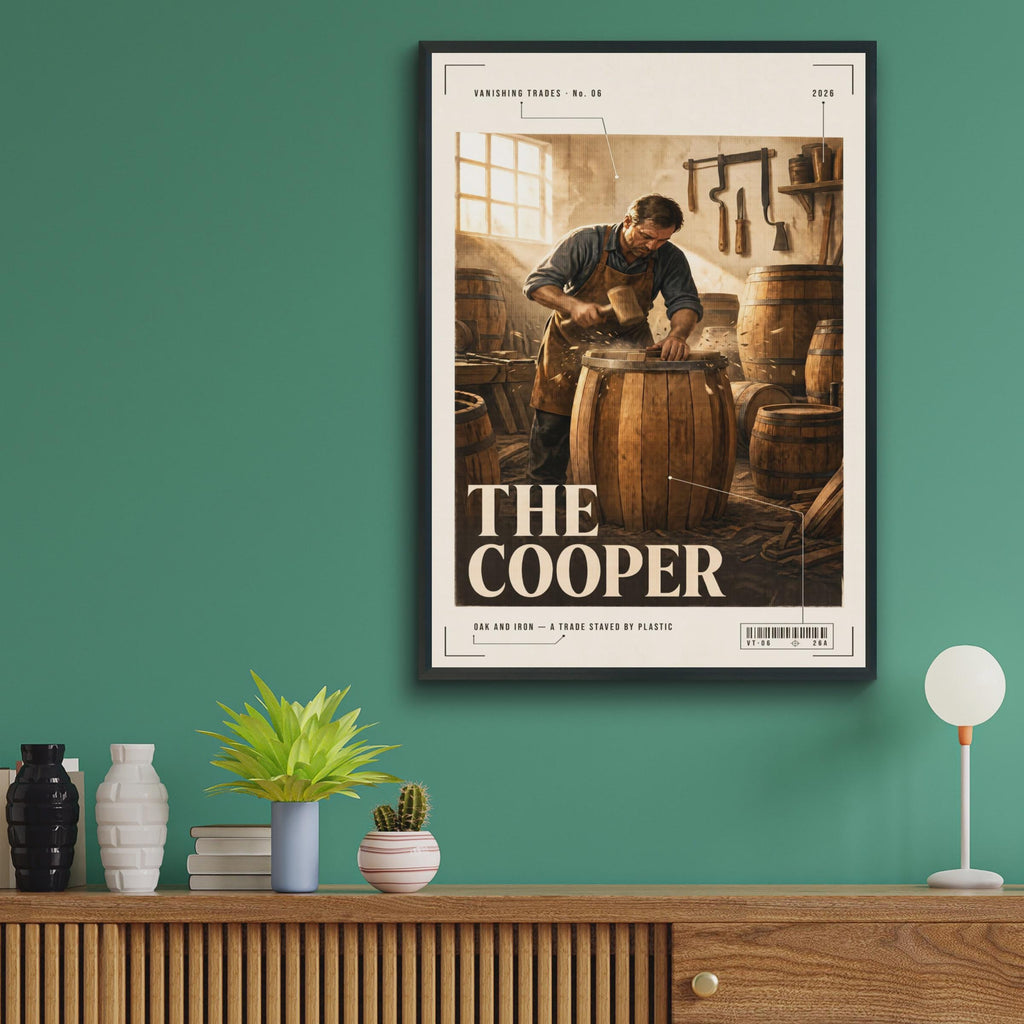 The Cooper Vanishing Trades Poster, Barrel Maker Wall Art, Vintage Craft Print