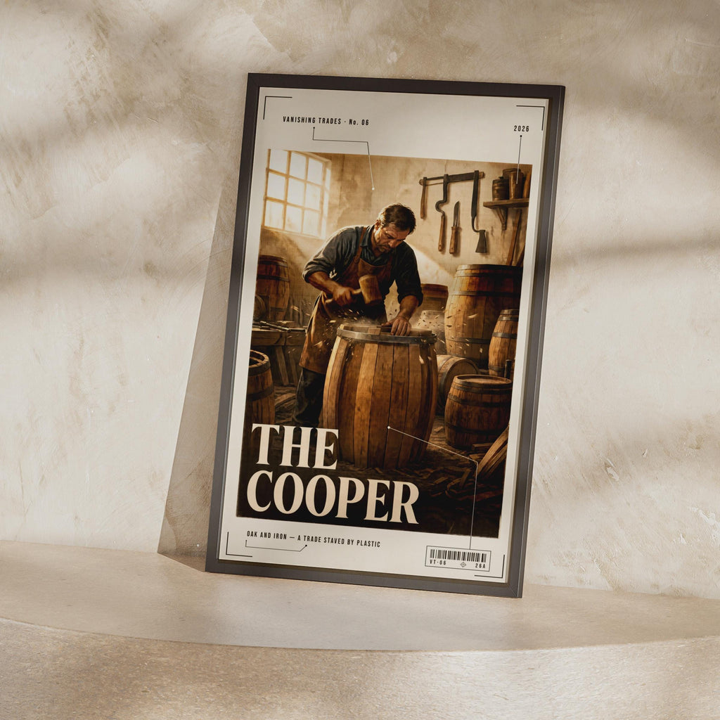 The Cooper Vanishing Trades Poster, Barrel Maker Wall Art, Vintage Craft Print