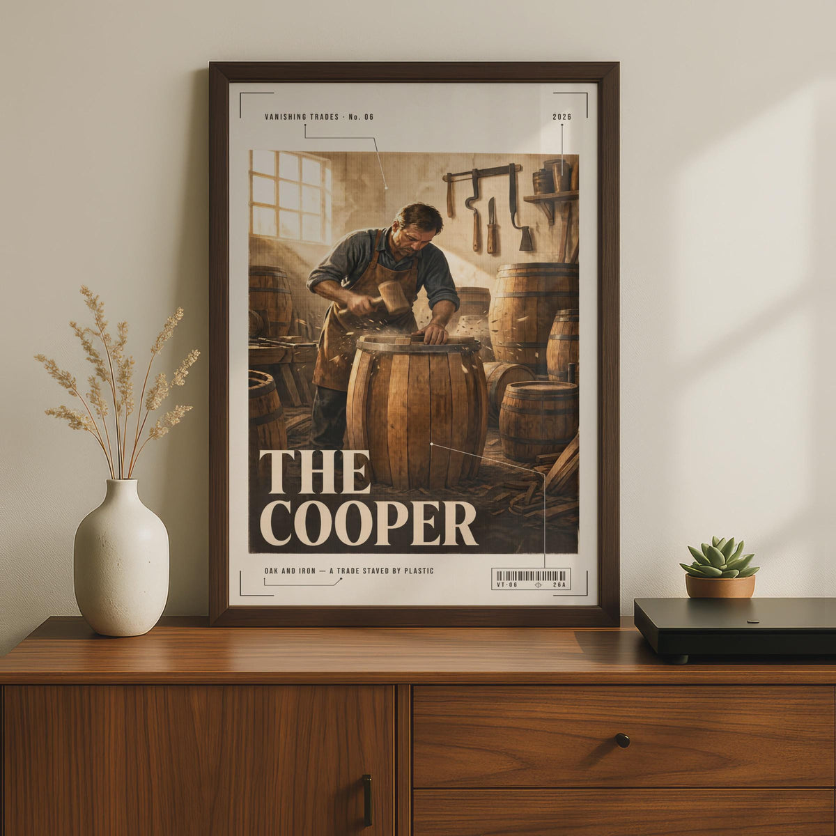 The Cooper Vanishing Trades Poster, Barrel Maker Wall Art, Vintage Craft Print