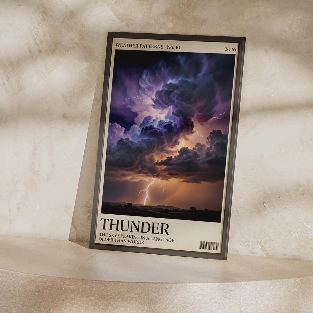 Thunder Storm Wall Art, Lightning Sky Poster, Weather Print, Purple Dramatic Nature Decor