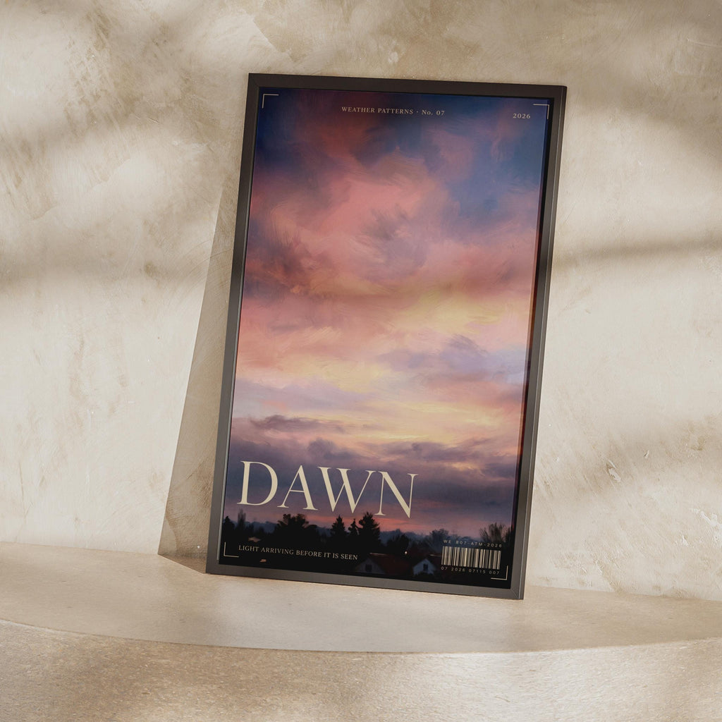 Dawn Sky Wall Art, Sunrise Poster, Pink Cloud Print, Painted Sky, Moody Bedroom Decor