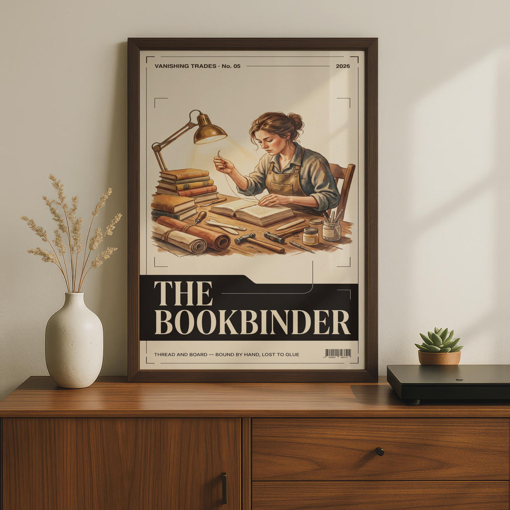 Bookbinder Art Print, Vanishing Trades Poster, Vintage Craft Wall Art, Book Lover Gift