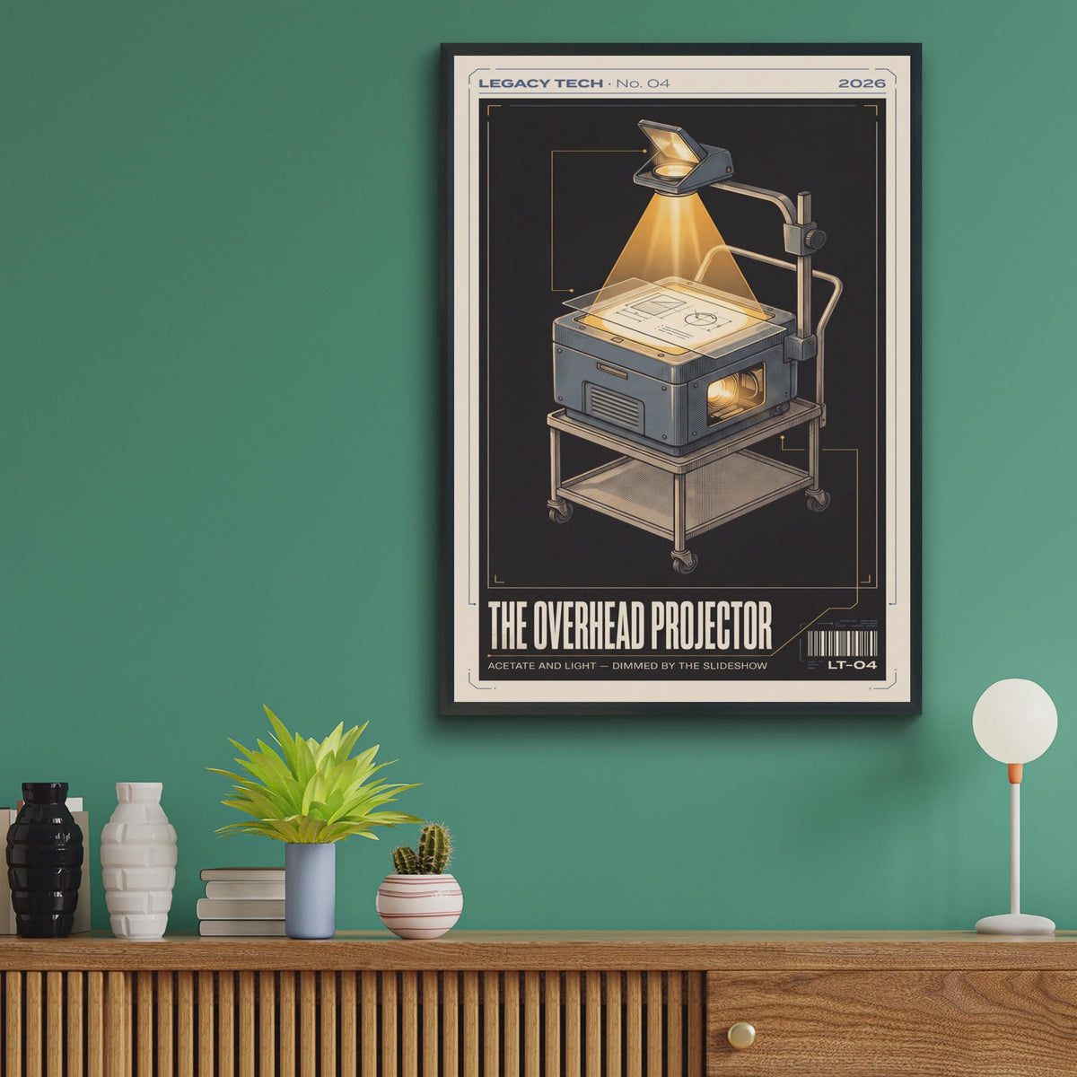 Overhead Projector Retro Tech Poster, Vintage Classroom Wall Art, Nostalgia Print