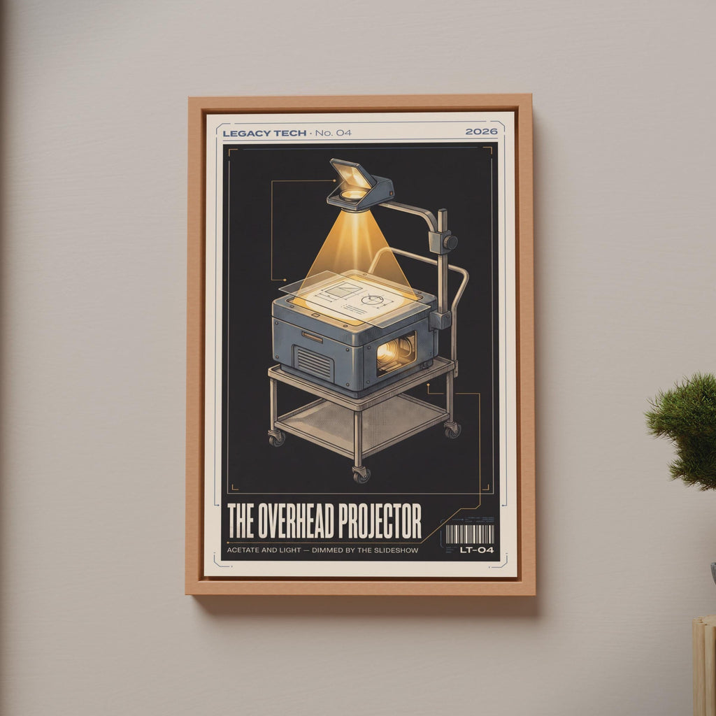 Overhead Projector Retro Tech Poster, Vintage Classroom Wall Art, Nostalgia Print