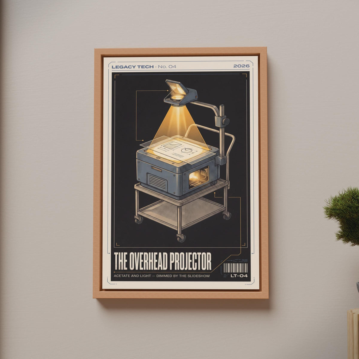 Overhead Projector Retro Tech Poster, Vintage Classroom Wall Art, Nostalgia Print
