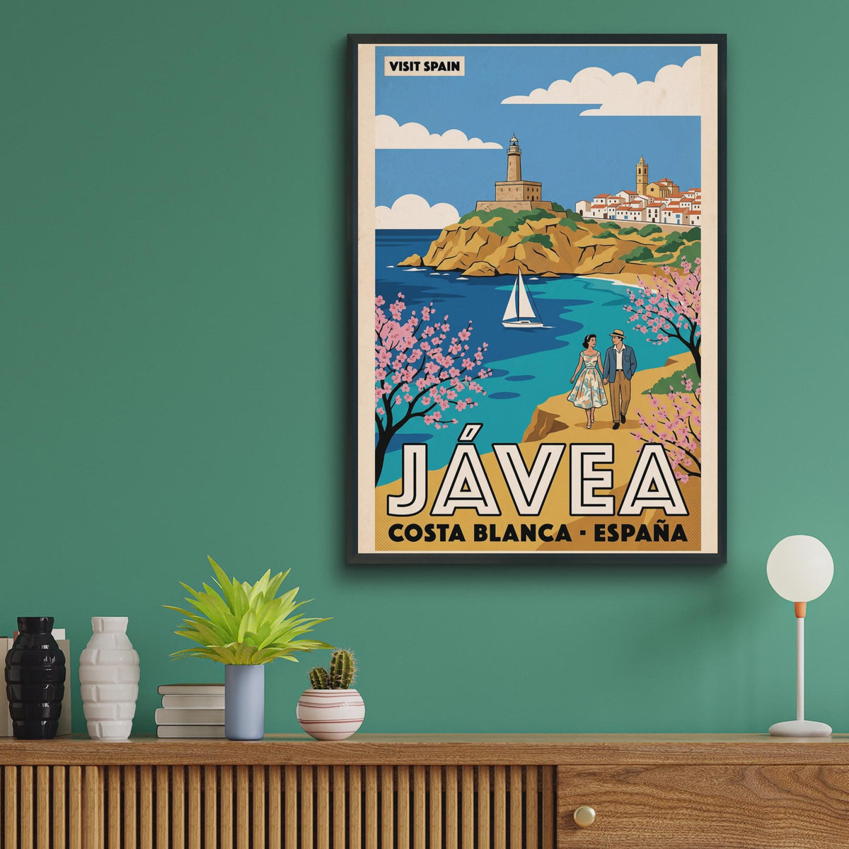 Javea Spain Vintage Travel Poster, Costa Blanca Wall Art, Retro Spanish Coast Print