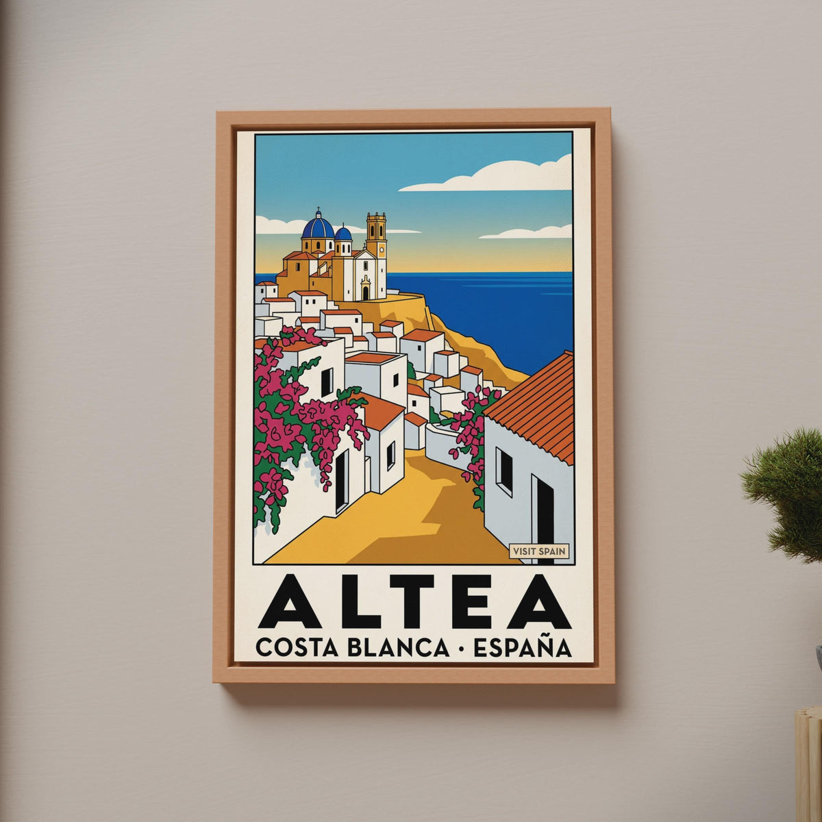Altea Old Town Poster, Costa Blanca Spain Travel Print, Retro Spanish Village Wall Art