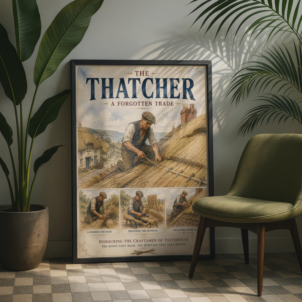 The Thatcher Forgotten Trade Poster, Vintage Watercolour Craft Wall Art Print