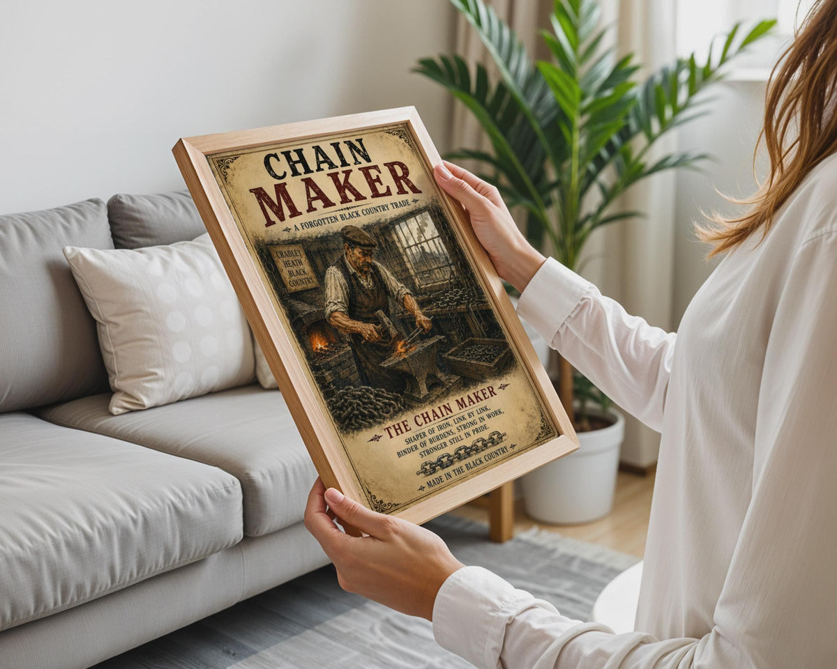 Chain Maker Black Country Poster, Cradley Heath Vintage Trade Wall Art Print