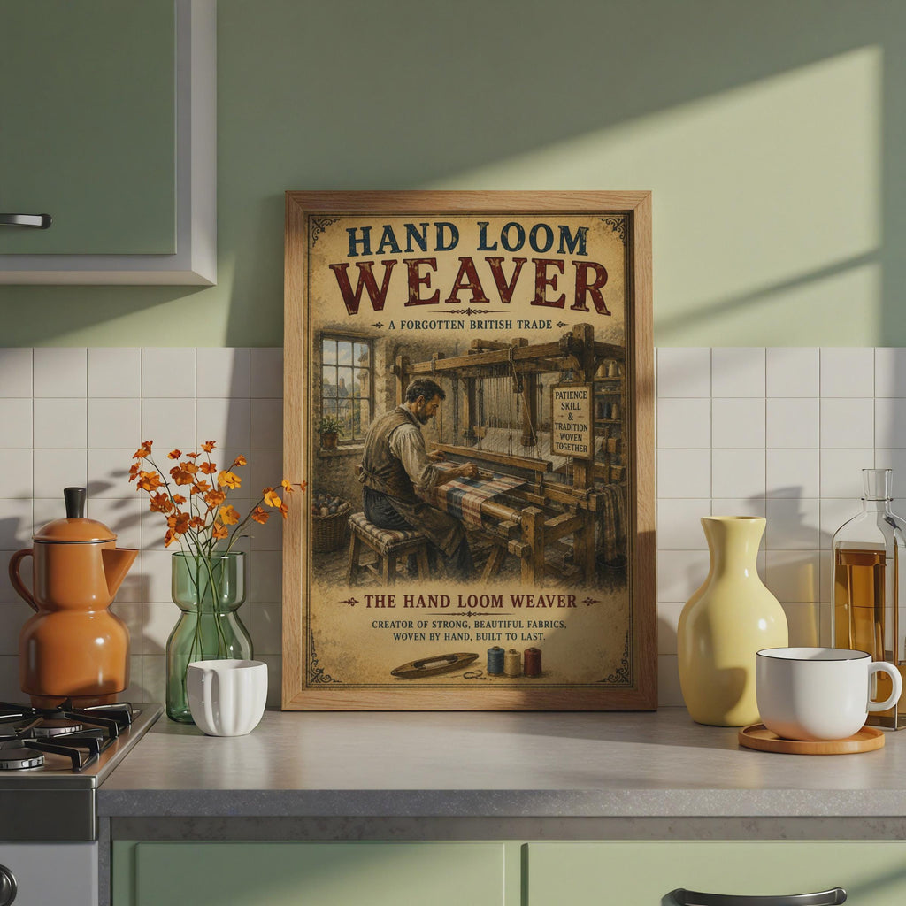 Hand Loom Weaver Vintage Poster, Forgotten British Trade Wall Art Print, Rustic Craft Gift