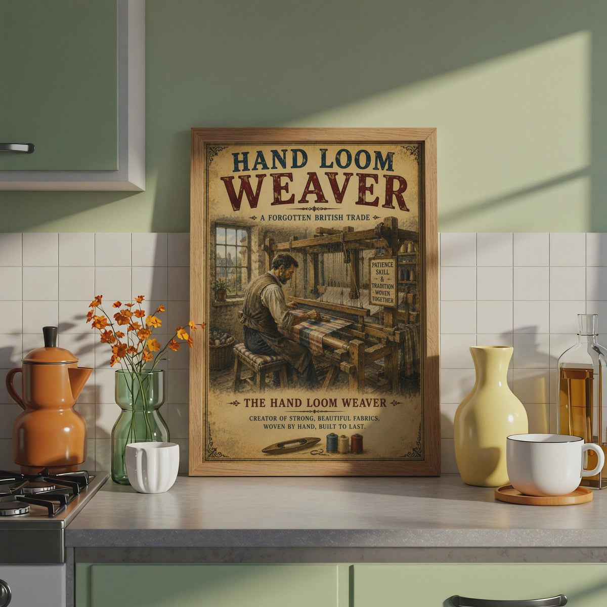 Hand Loom Weaver Vintage Poster, Forgotten British Trade Wall Art Print, Rustic Craft Gift
