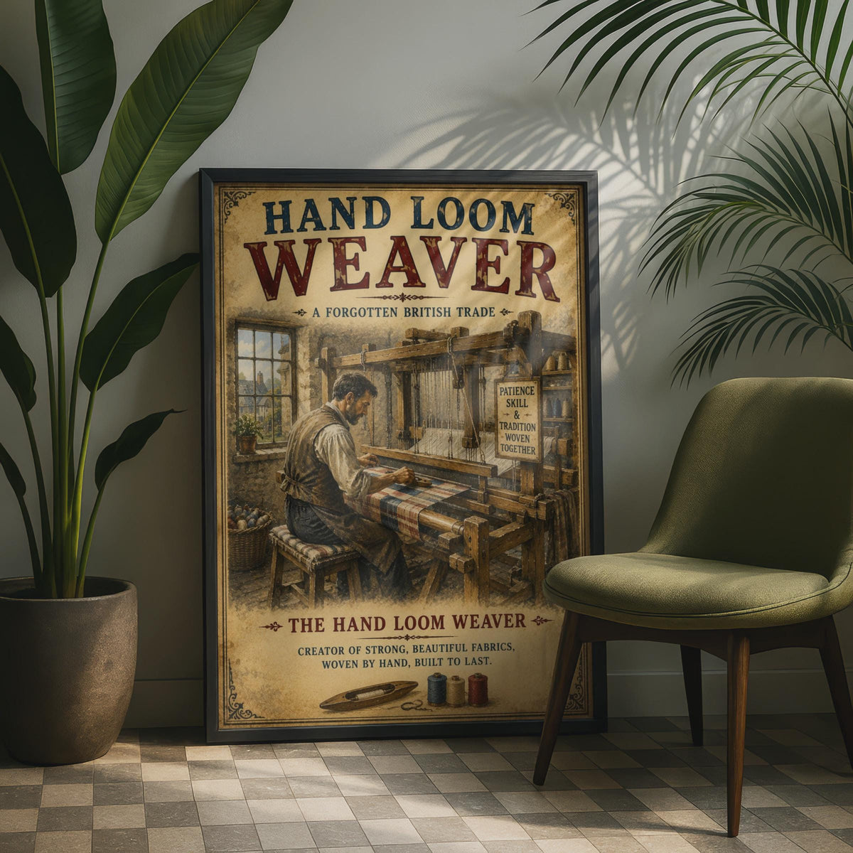 Hand Loom Weaver Vintage Poster, Forgotten British Trade Wall Art Print, Rustic Craft Gift