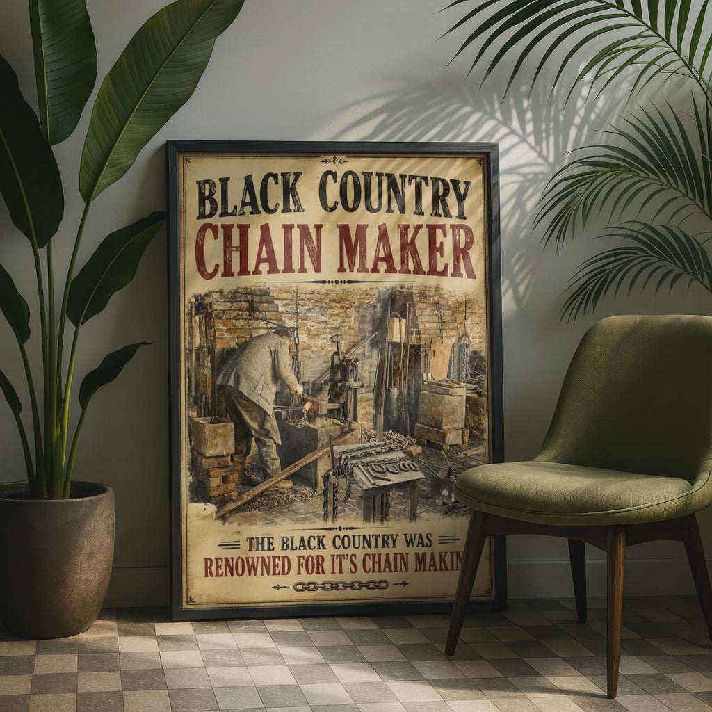 Black Country Chain Maker Poster, Vintage Industrial Wall Art Print, Blacksmith Gift