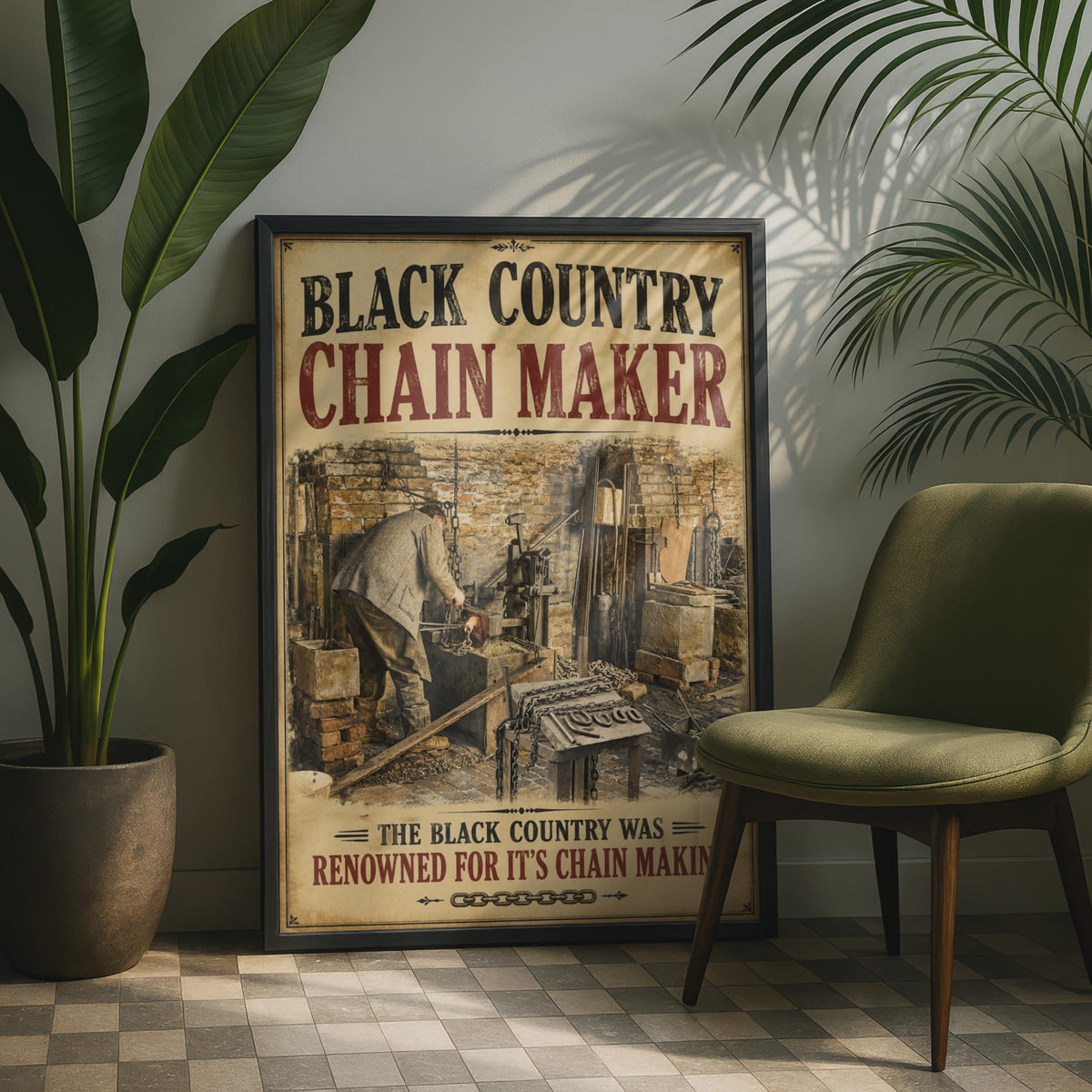 Black Country Chain Maker Poster, Vintage Industrial Wall Art Print, Blacksmith Gift