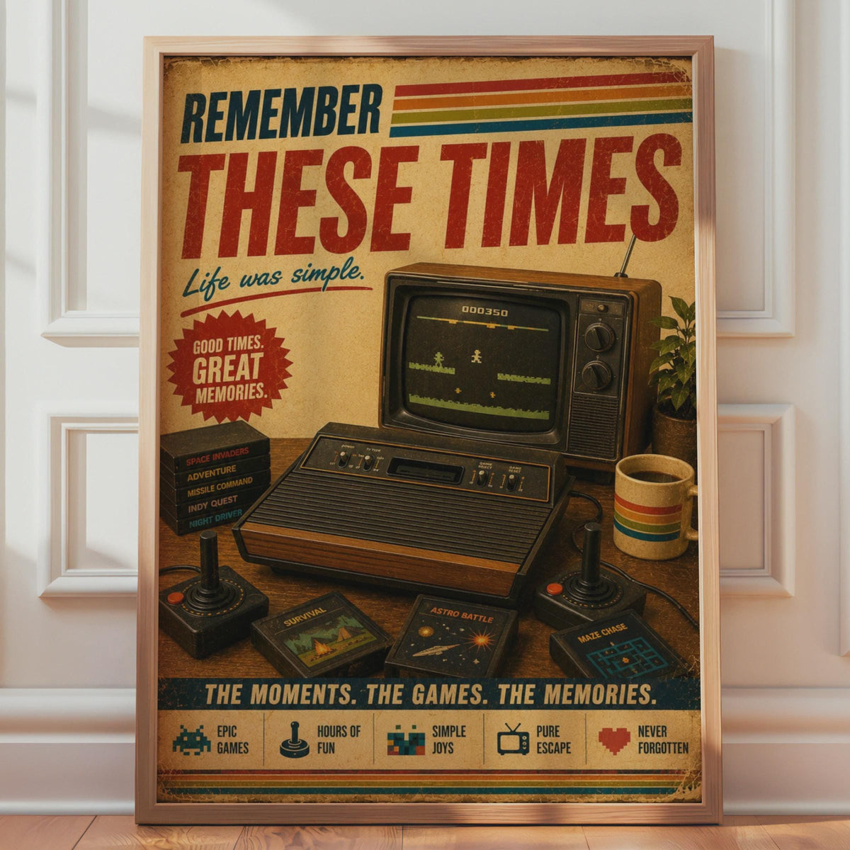 Retro Atari Console Poster, Vintage Gaming Wall Art, 1980s Nostalgia Print, Gamer Gift