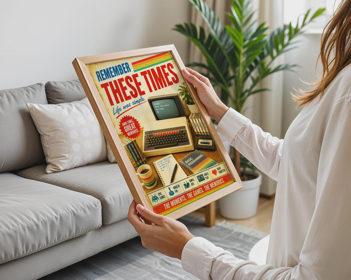BBC Micro Computer Retro Poster, 1980s Nostalgic Gaming Wall Art, Vintage Tech Print