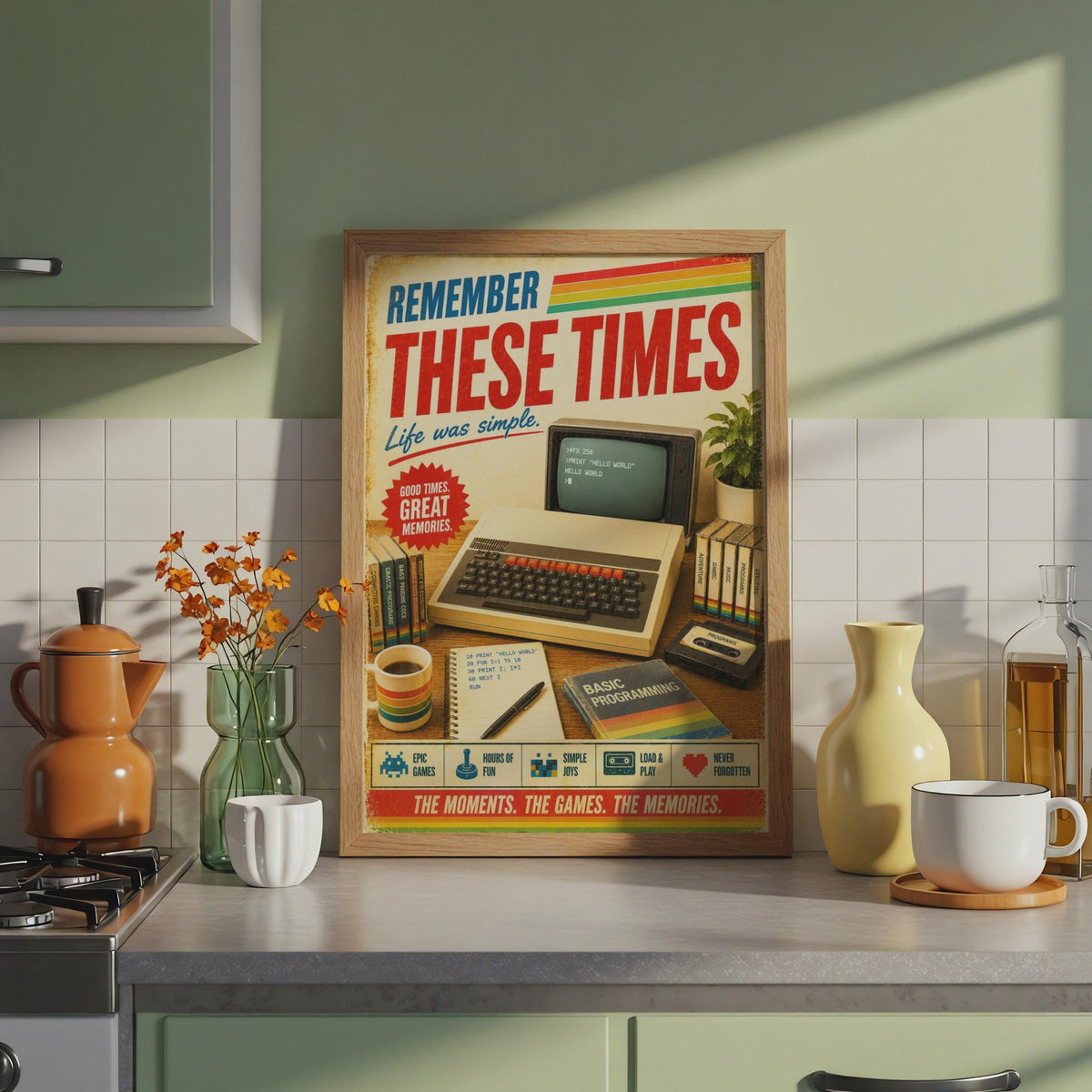 BBC Micro Computer Retro Poster, 1980s Nostalgic Gaming Wall Art, Vintage Tech Print