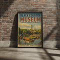 Black Country Museum Poster, Canal Narrowboat Vintage Travel Art, Dudley Retro Print