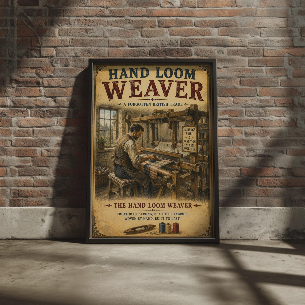 Hand Loom Weaver Vintage Poster, Forgotten British Trade Wall Art Print, Rustic Craft Gift
