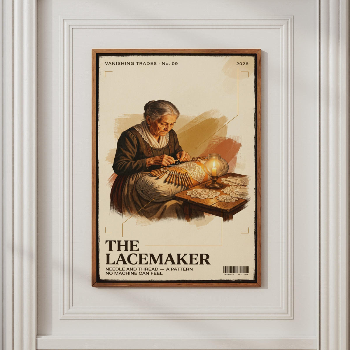 The Lacemaker Vanishing Trades Poster, Vintage Craft Wall Art, Retro Bobbin Lace Print