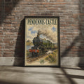 Pendennis Castle GWR Steam Train Poster, Vintage Watercolour Art Print