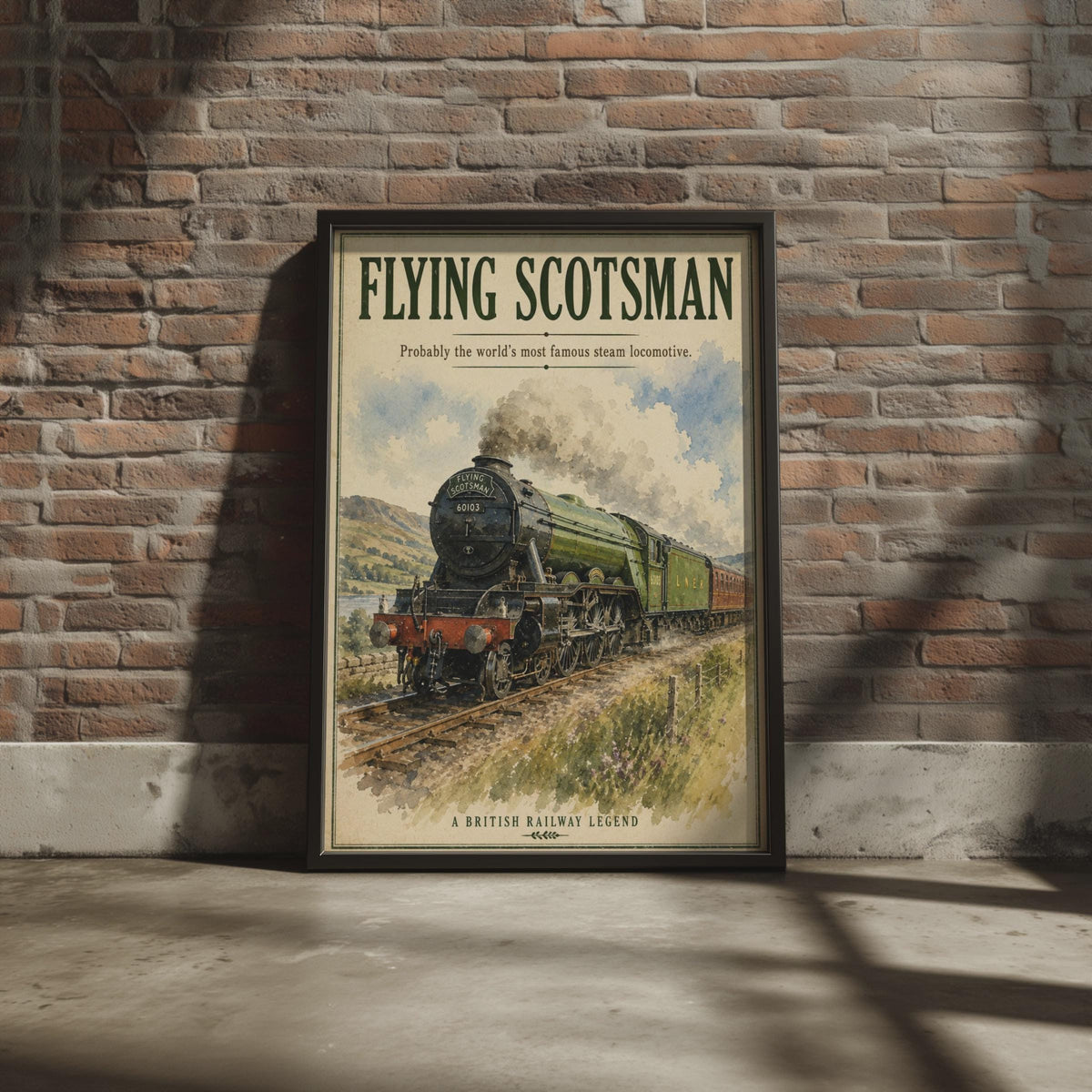 Flying Scotsman Steam Train Poster, Vintage LNER Railway Wall Art, British locomotive print