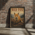 Red Fox Poster, British Wildlife Wall Art, Vulpes Vulpes Vintage Nature Print