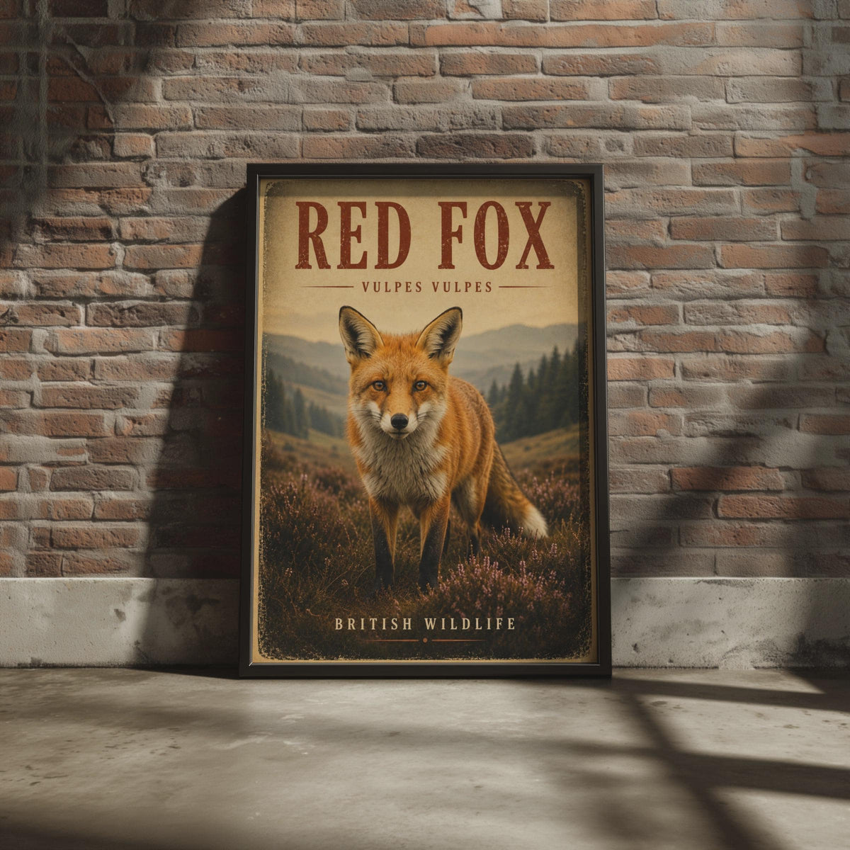 Red Fox Poster, British Wildlife Wall Art, Vulpes Vulpes Vintage Nature Print