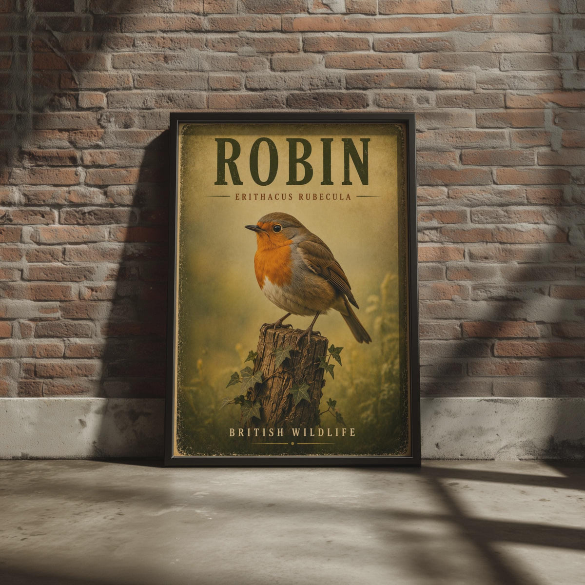 Robin Redbreast Vintage Wildlife Poster, British Bird Wall Art, Nature Print
