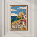 Sitges Spain Vintage Travel Poster, Costa Barcelona Retro Wall Art Print