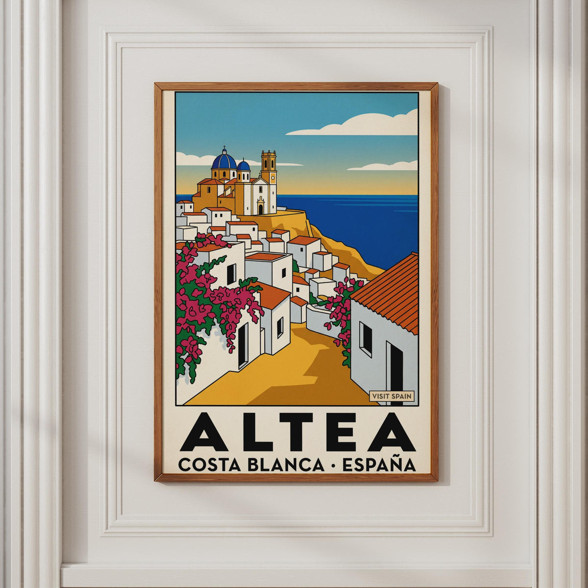 Altea Old Town Poster, Costa Blanca Spain Travel Print, Retro Spanish Village Wall Art