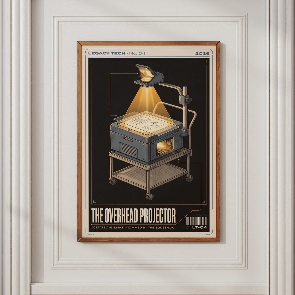 Overhead Projector Retro Tech Poster, Vintage Classroom Wall Art, Nostalgia Print