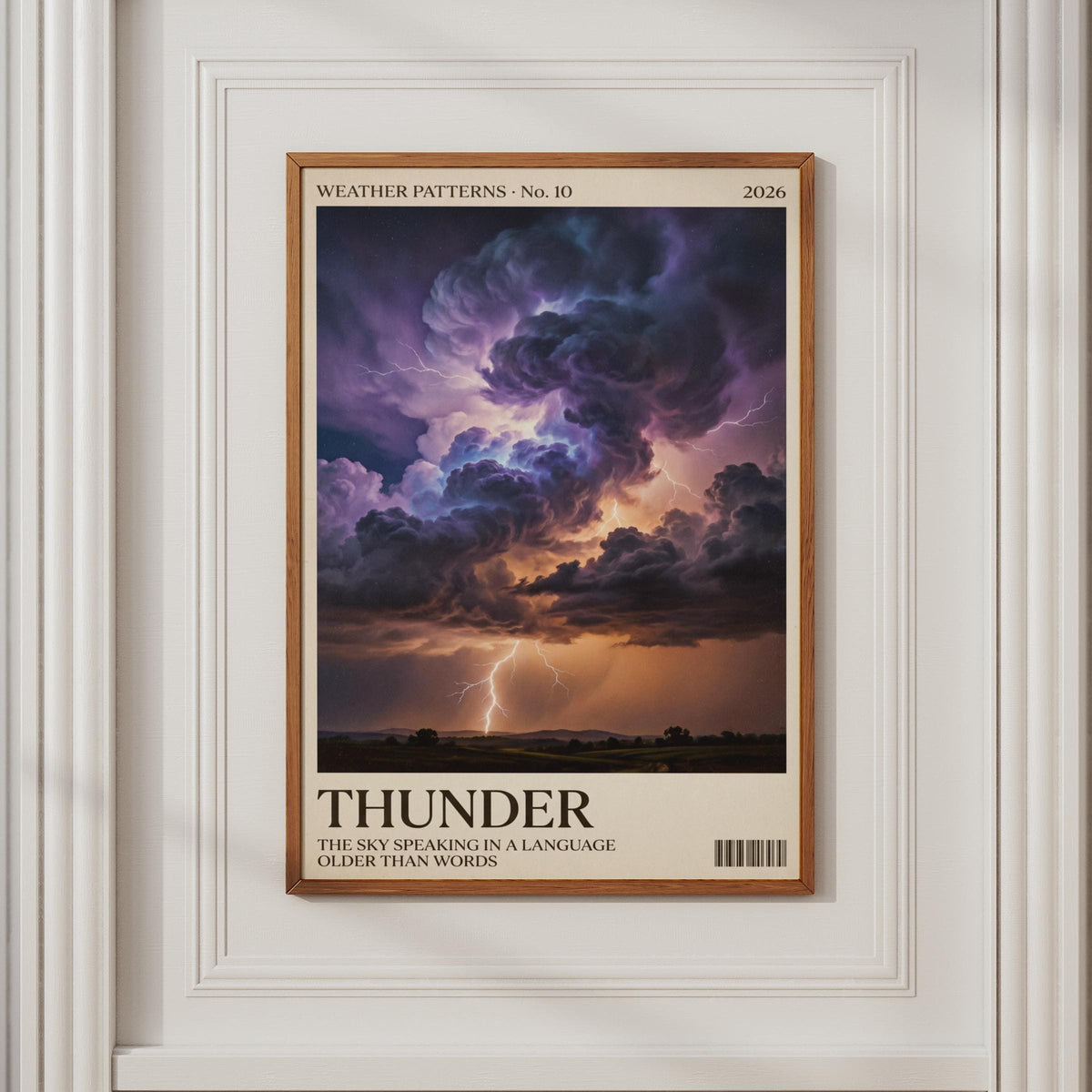 Thunder Storm Wall Art, Lightning Sky Poster, Weather Print, Purple Dramatic Nature Decor