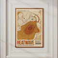 Heatwave Weather Map Poster, Vintage Meteorology Chart Print, Retro Climate Wall Art