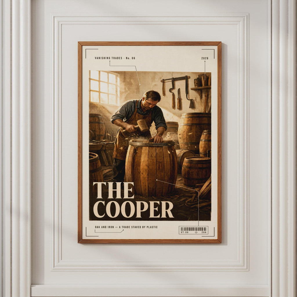 The Cooper Vanishing Trades Poster, Barrel Maker Wall Art, Vintage Craft Print