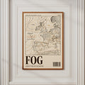 Fog Weather Map Poster, Vintage Meteorology Chart Print, Europe Map Wall Art