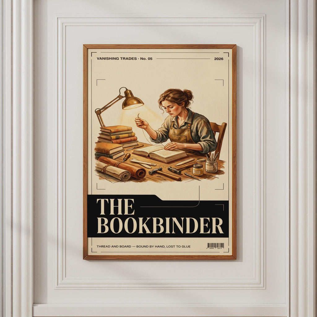 Bookbinder Art Print, Vanishing Trades Poster, Vintage Craft Wall Art, Book Lover Gift