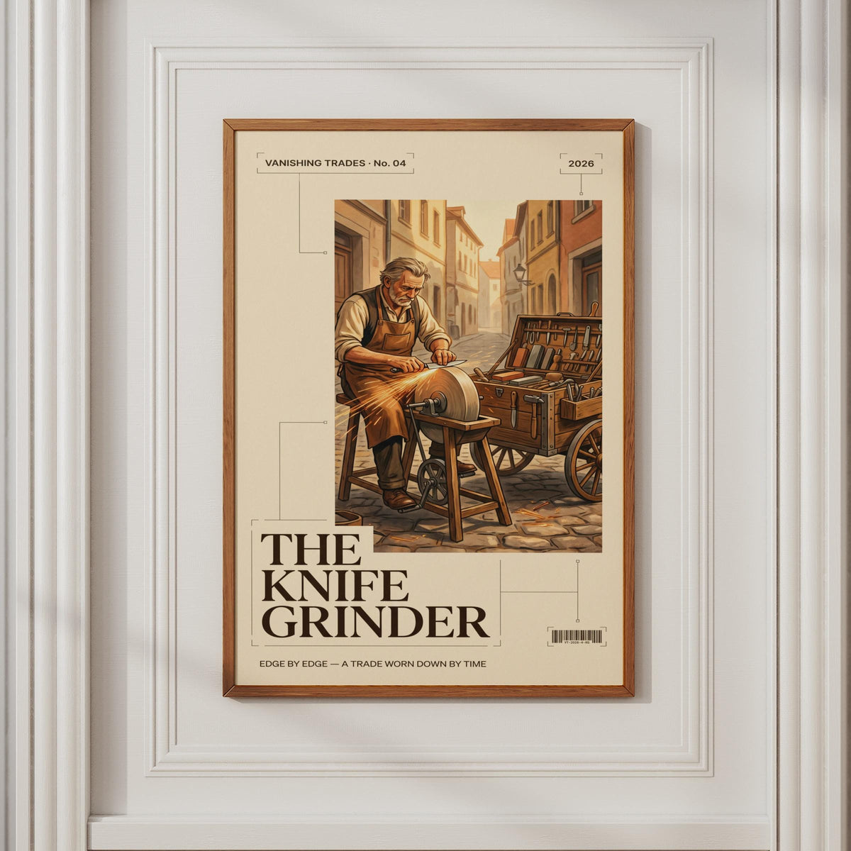 Knife Grinder Vintage Trades Poster, Vanishing Trades Wall Art, Old Craftsman Print
