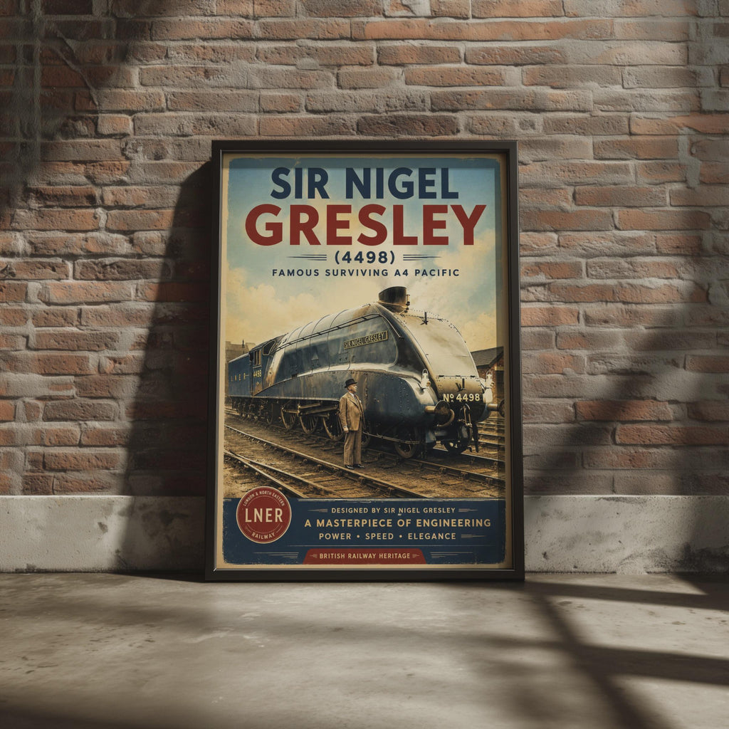 Sir Nigel Gresley LNER A4 Steam Train Poster, Vintage Railway Wall Art Print