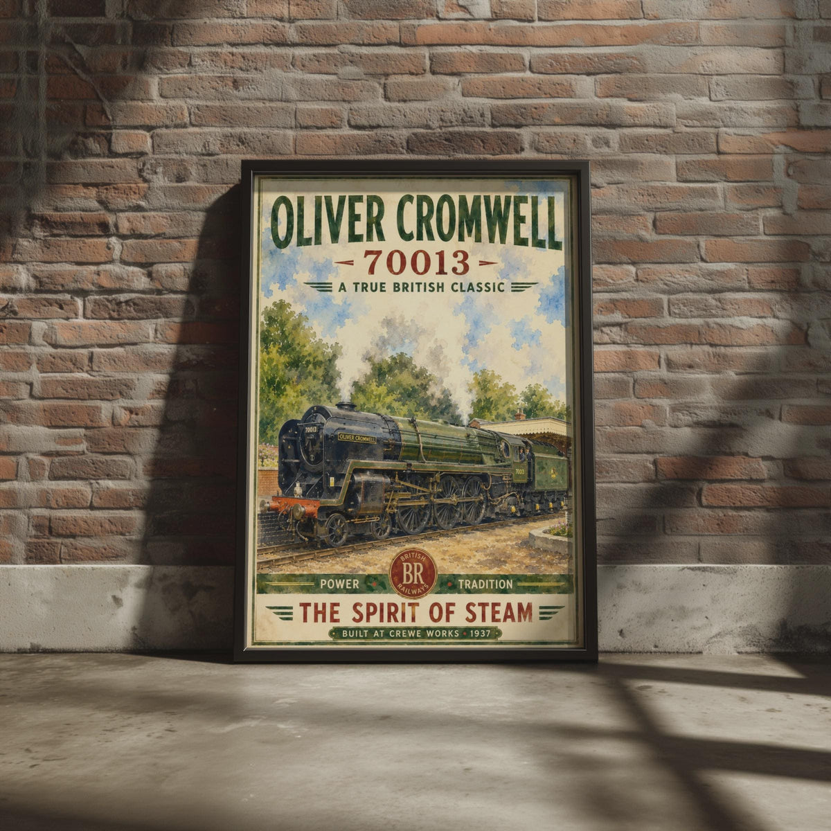 Oliver Cromwell 70013 Steam Train Poster, British Railways Vintage Wall Art Print