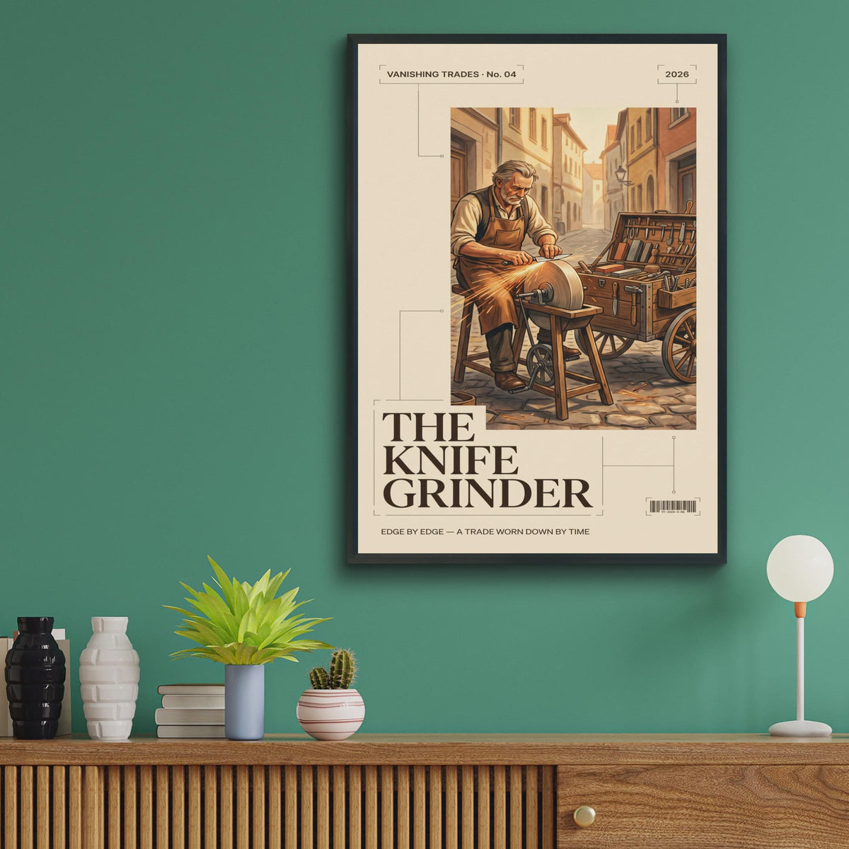 Knife Grinder Vintage Trades Poster, Vanishing Trades Wall Art, Old Craftsman Print
