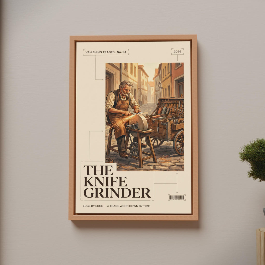 Knife Grinder Vintage Trades Poster, Vanishing Trades Wall Art, Old Craftsman Print