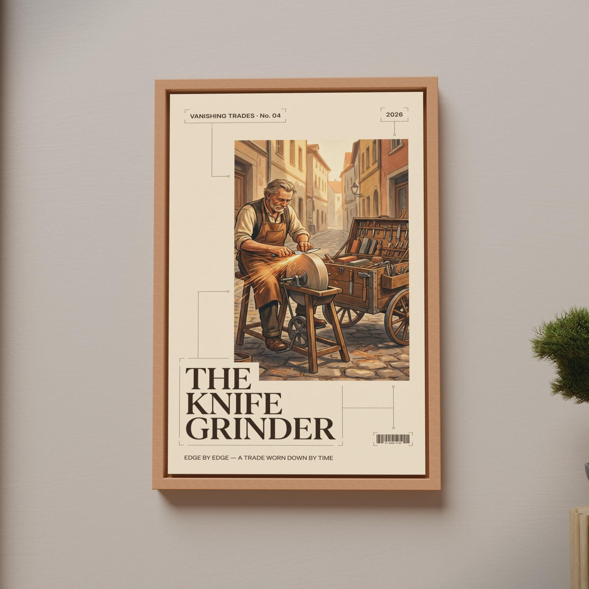 Knife Grinder Vintage Trades Poster, Vanishing Trades Wall Art, Old Craftsman Print