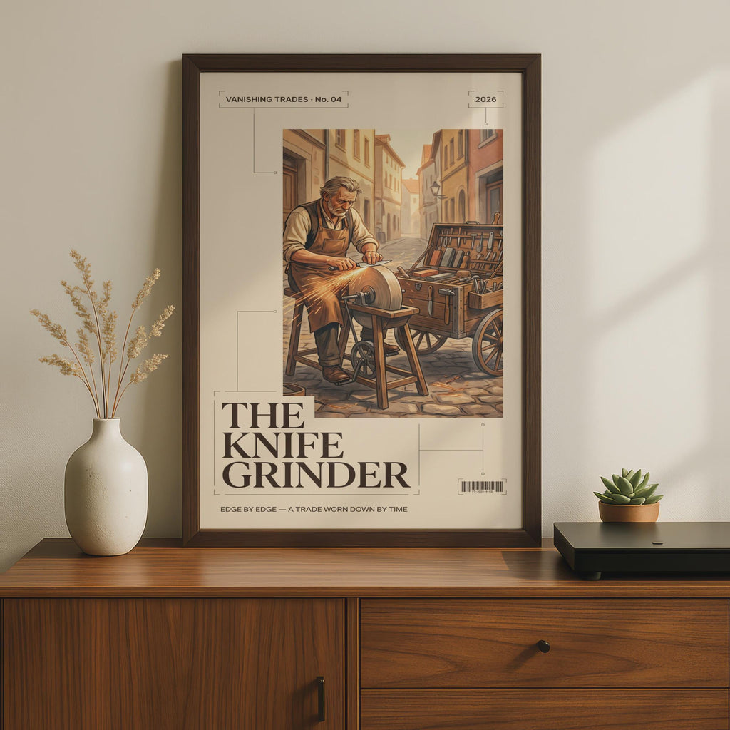 Knife Grinder Vintage Trades Poster, Vanishing Trades Wall Art, Old Craftsman Print