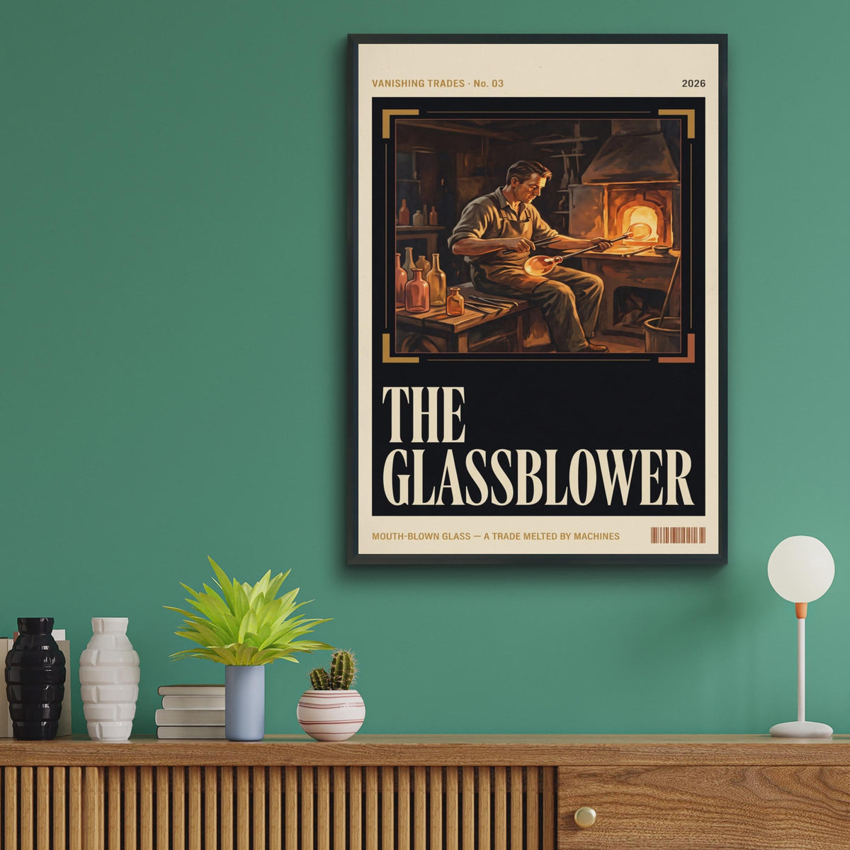 Glassblower Vintage Trades Poster, Retro Craft Wall Art, Vanishing Trades Print