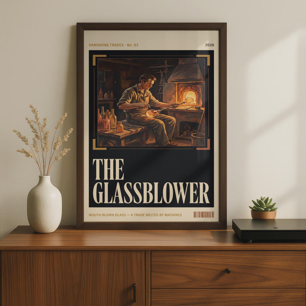 Glassblower Vintage Trades Poster, Retro Craft Wall Art, Vanishing Trades Print