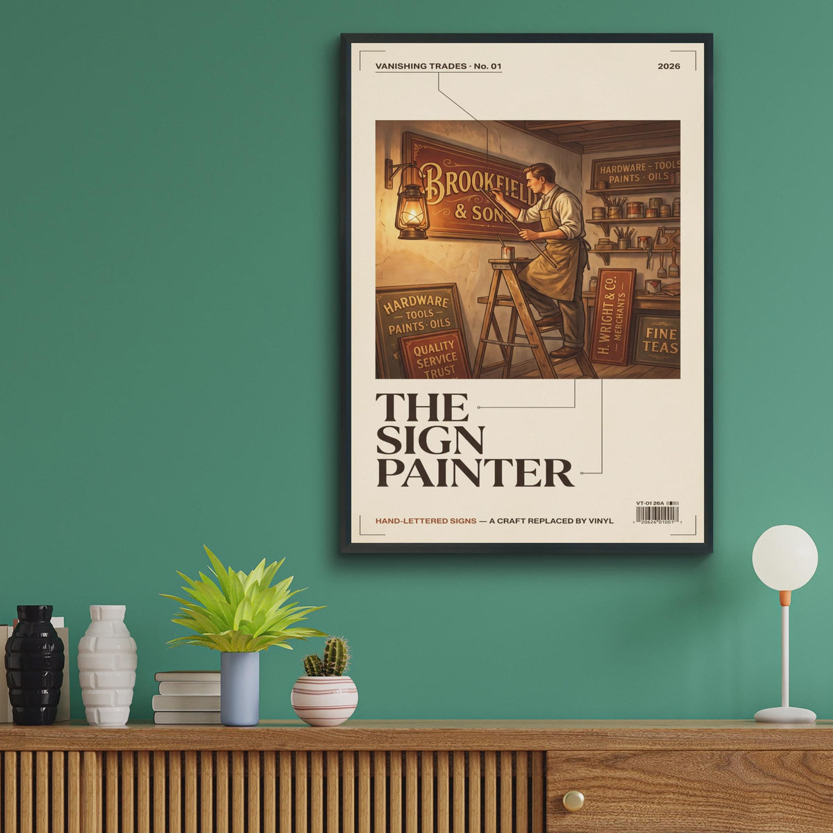 Sign Painter Vintage Trades Poster, Retro Craftsman Wall Art, Vanishing Trades Print