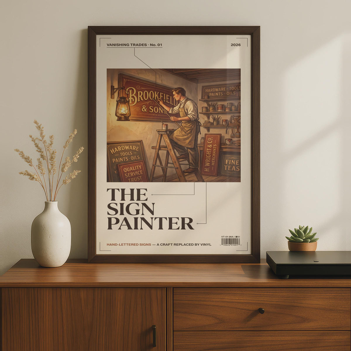 Sign Painter Vintage Trades Poster, Retro Craftsman Wall Art, Vanishing Trades Print